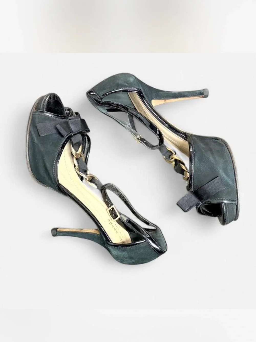 Kate Spade Black Bow T-Strap Peep-Toe Heels
